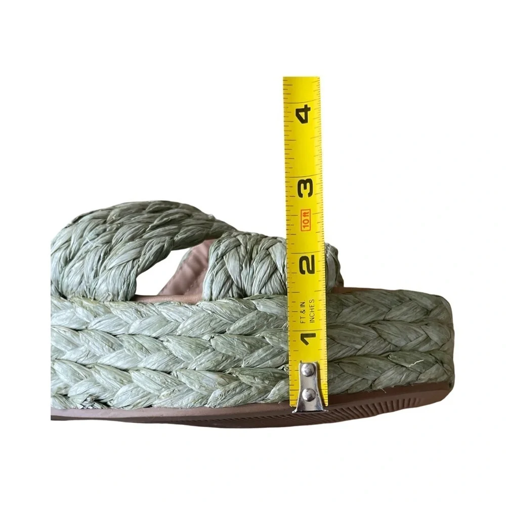 Sun + Stone Olinkaa Espadrille Platform Sandals Sage Green Size 7